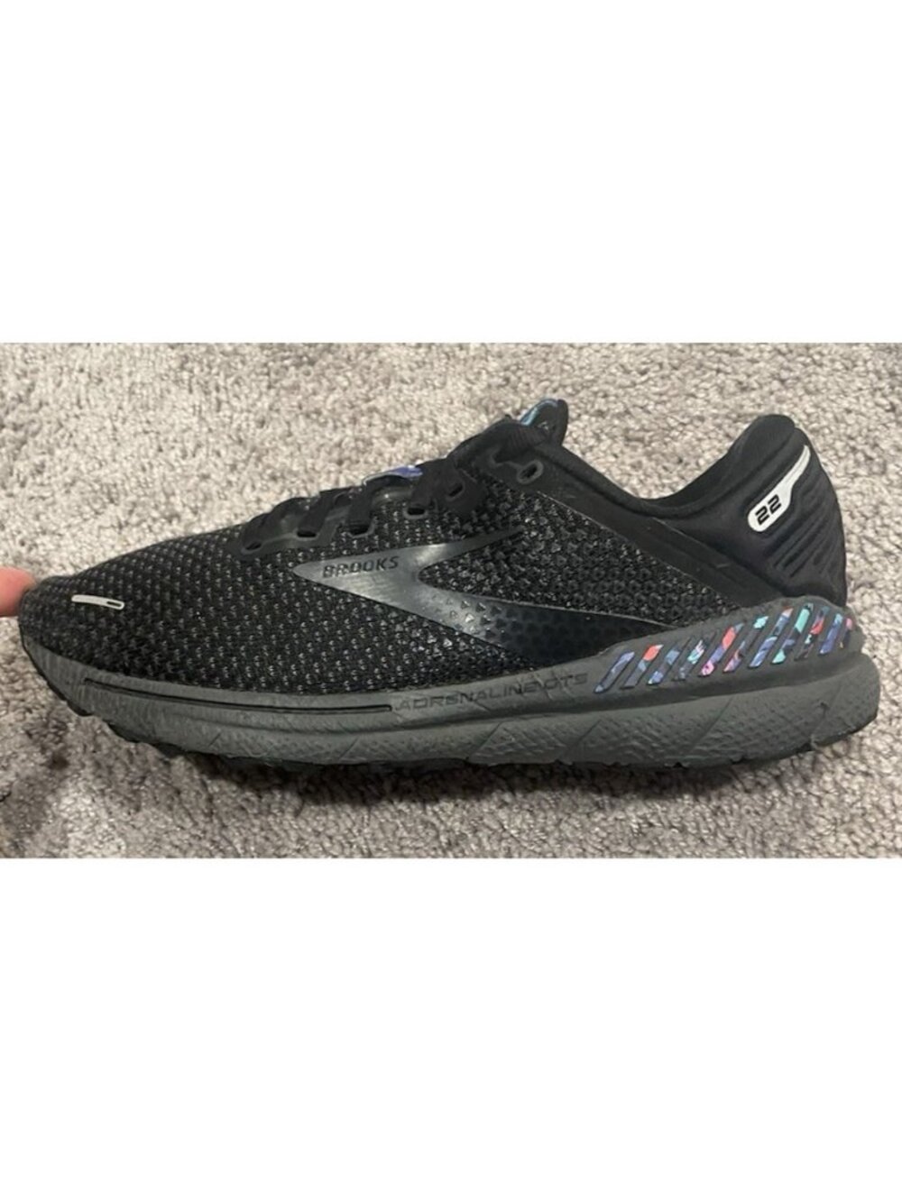 Brooks Adrenaline GTS 22 Tag Mens Black Size 9.5 Running Shoes 1103661D046